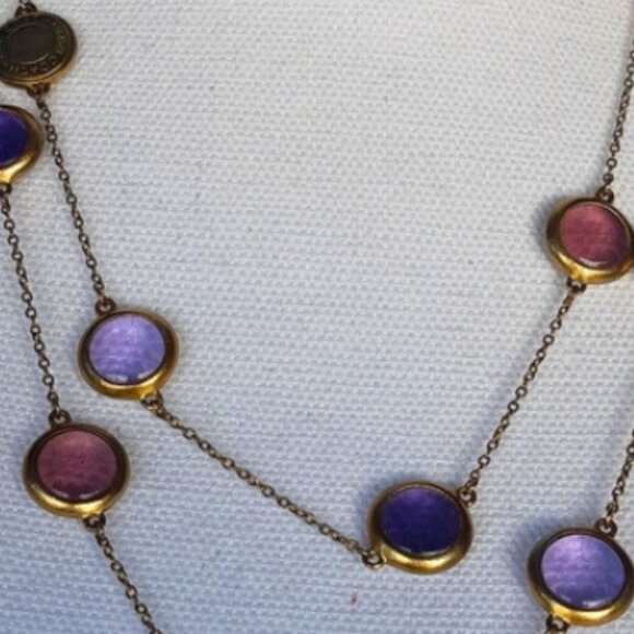 Rare Coach Medallion 44 Inch Logo & Multi-colour Glass Vintage Necklace - Picture 2 of 12